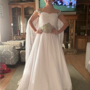 Elegant White Gown with Silver Embellishments